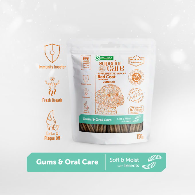 complementary grain free feed - snacks for free gums and oral care with insects for junior all breed dogs with red coat - 8