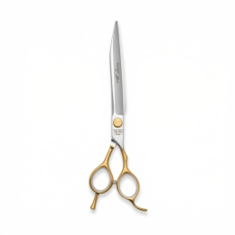 Perfection by Janita J. Plungė professional straight cutting scissors for grooming, right-handed, stainless steel, silver with gold handles