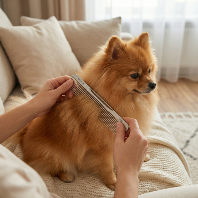 Professional groomer line, dual-density pet grooming comb, stainless steel - 3