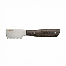 stripping knife with fine teeth and wooden handle