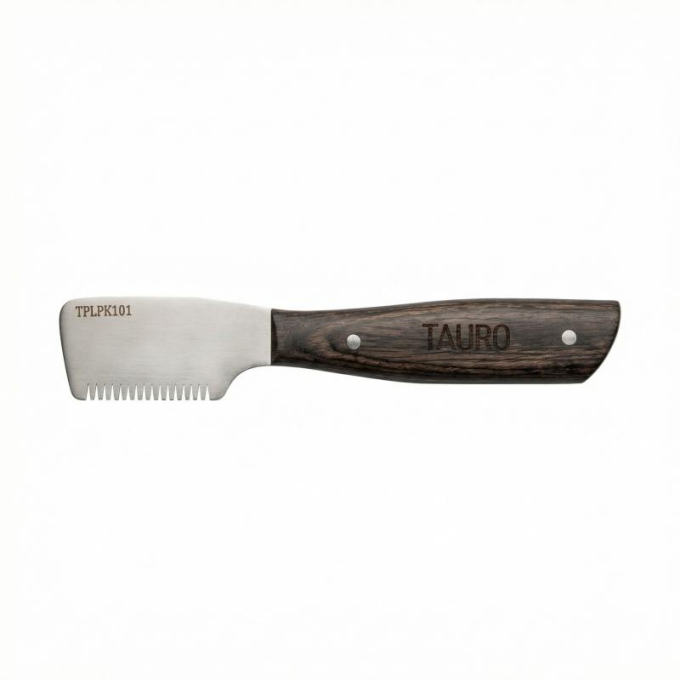 stripping knife with fine teeth and wooden handle - 0