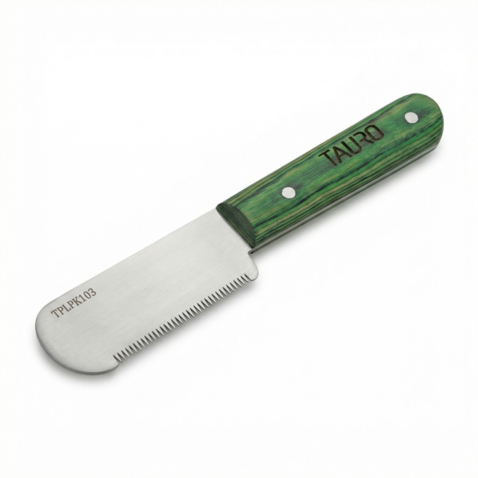 stripping knife with coarse teeth and wooden handle - 1
