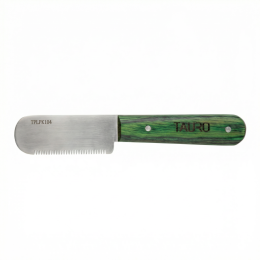 stripping knife with coarse teeth and wooden handle