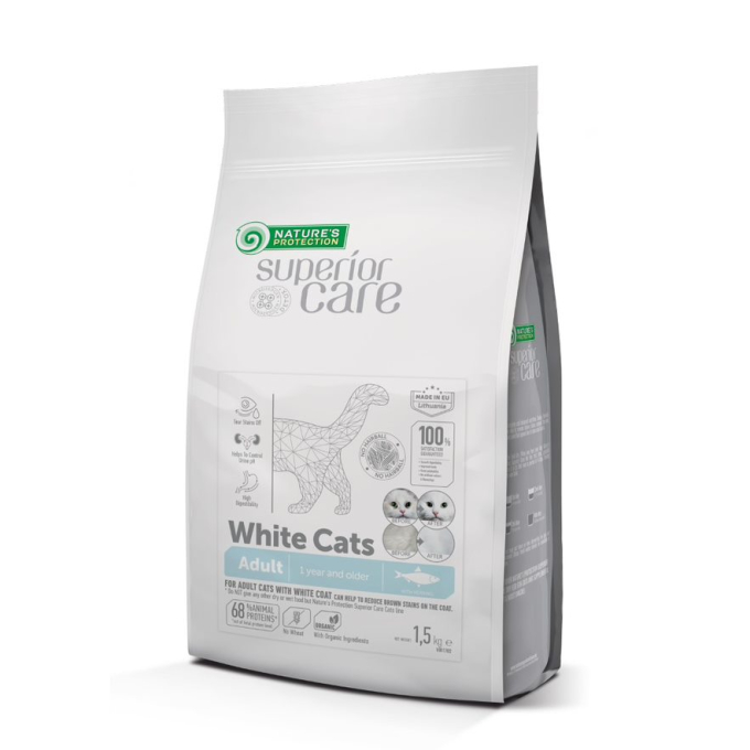dry grain free pet food with herring for adult all breed cats with white coat - 0