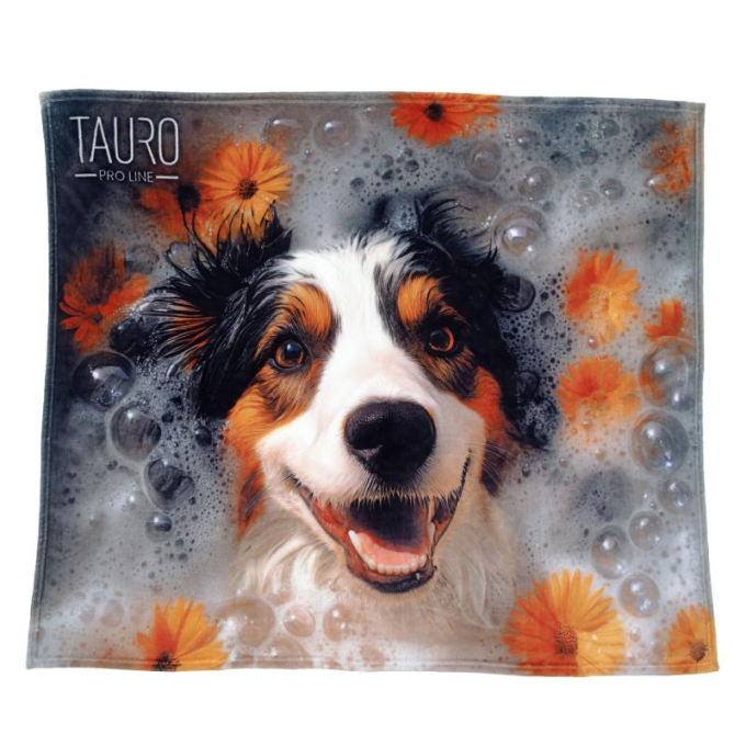 soft blanket, with an australian shepherd applique, multicolored - 0