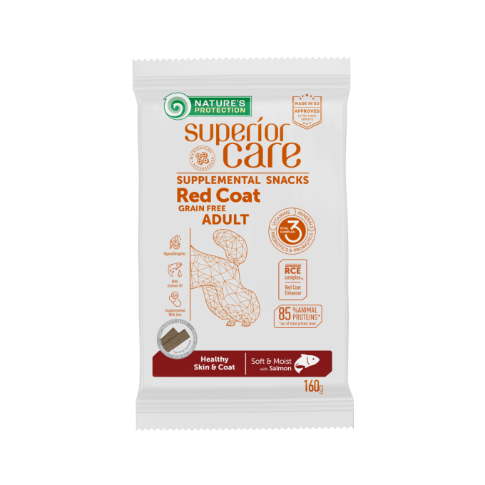 complementary grain free feed – snacks for adult dogs of all breeds with red coat with salmon - 0