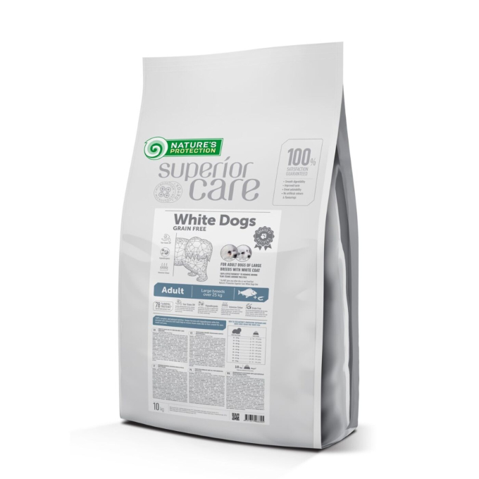 dry food with white fish for adult dogs of large breeds with white coat - 0