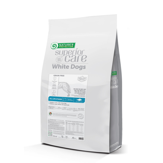 dry grain free pet food with white fish for dogs of all sizes and life stages with white coat - 1