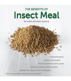 dry pet food with insect for dogs of all sizes and life stages with white coat