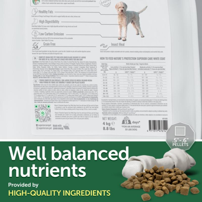 dry grain free pet food with insect for dogs of all sizes and life stages with white coat - 5