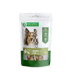 snack for dogs rabbit and cod rolls,