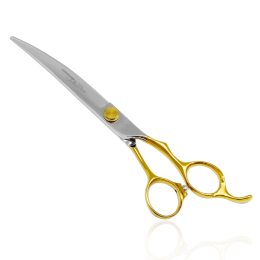 cutting scissors "Perfection by Janita J. Plunge", curved, 440c stainless steel, golden color