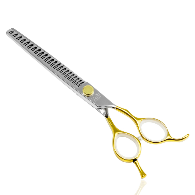 cutting scissors "Perfection by Janita J. Plunge", thinning (chunker), 23 teeth, 440c stainless steel, golden color - 0