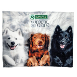 soft blanket, with puppies applique, white