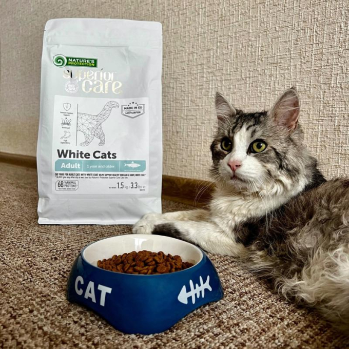 dry grain free pet food with herring for adult all breed cats with white coat - 3