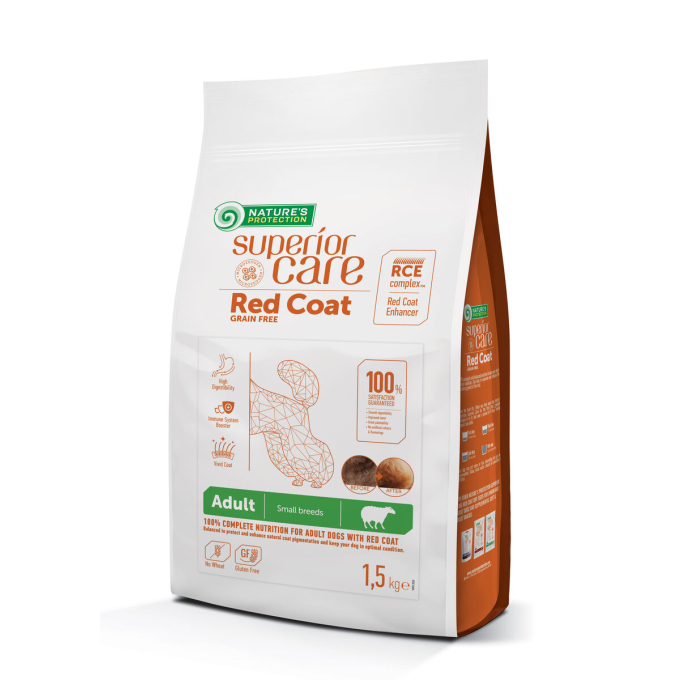 dry grain free food for adult dogs of small breeds with red coat, with lamb  - 7