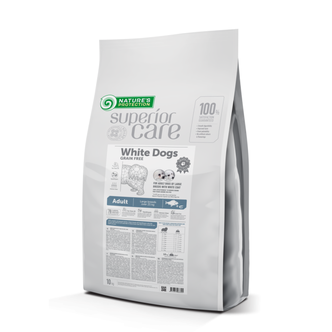 dry food with white fish for adult dogs of large breeds with white coat - 8