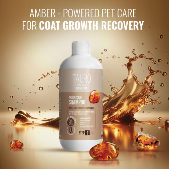 Derma Care Amber Scrub Shampoo for dogs and cats, exfoliating shampoo for dogs and cats - 1