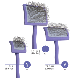 wooden brush, curved, rectangular, pins 25 mm, purple