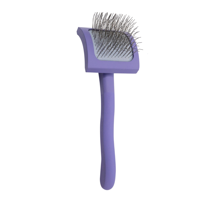 wooden brush, curved, rectangular, pins 25 mm, purple - 3