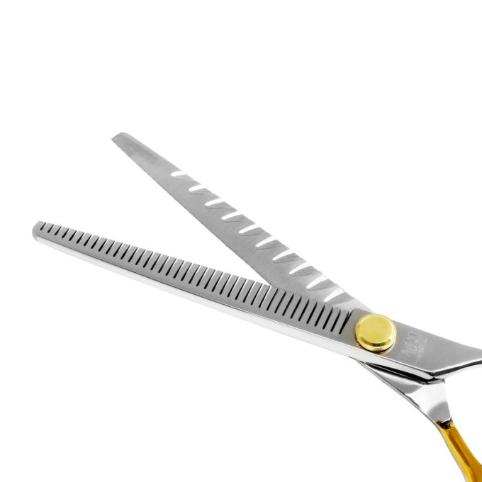 cutting scissors "Perfection by Janita J. Plunge", thinning, 40 teeth, 440c stainless steel, golden color - 2