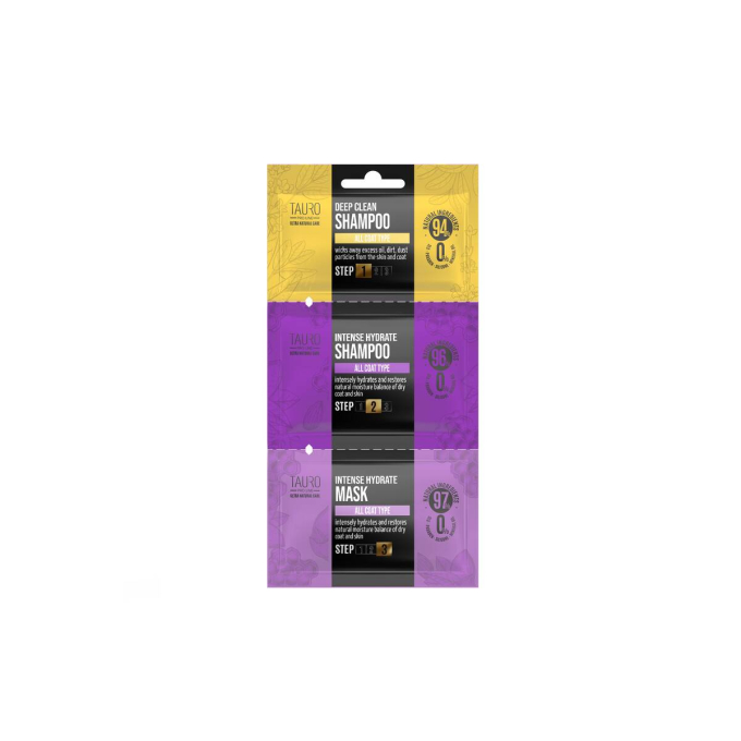 dog and cat coat and skin shampoo and mask sample set - 1